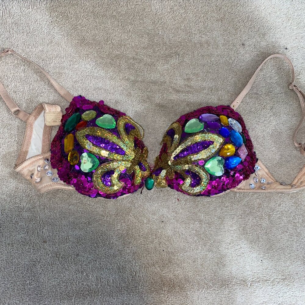 Vassarette Jeweled Festival Rave Bra 34A | Burlesque Dance Costume Top